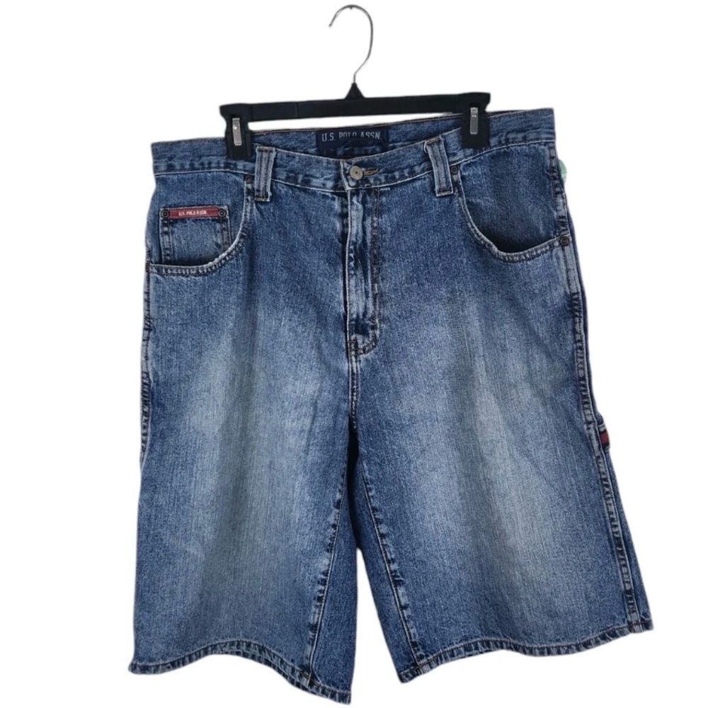 Vintage Y2K U.S. POLO ASSN. Men’s Size 36 Blue Denim Carpenter Cargo Shorts